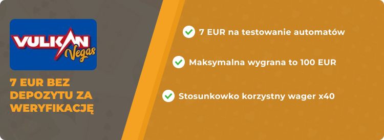 darmowa kasa bez depozytu w VulkanVegas