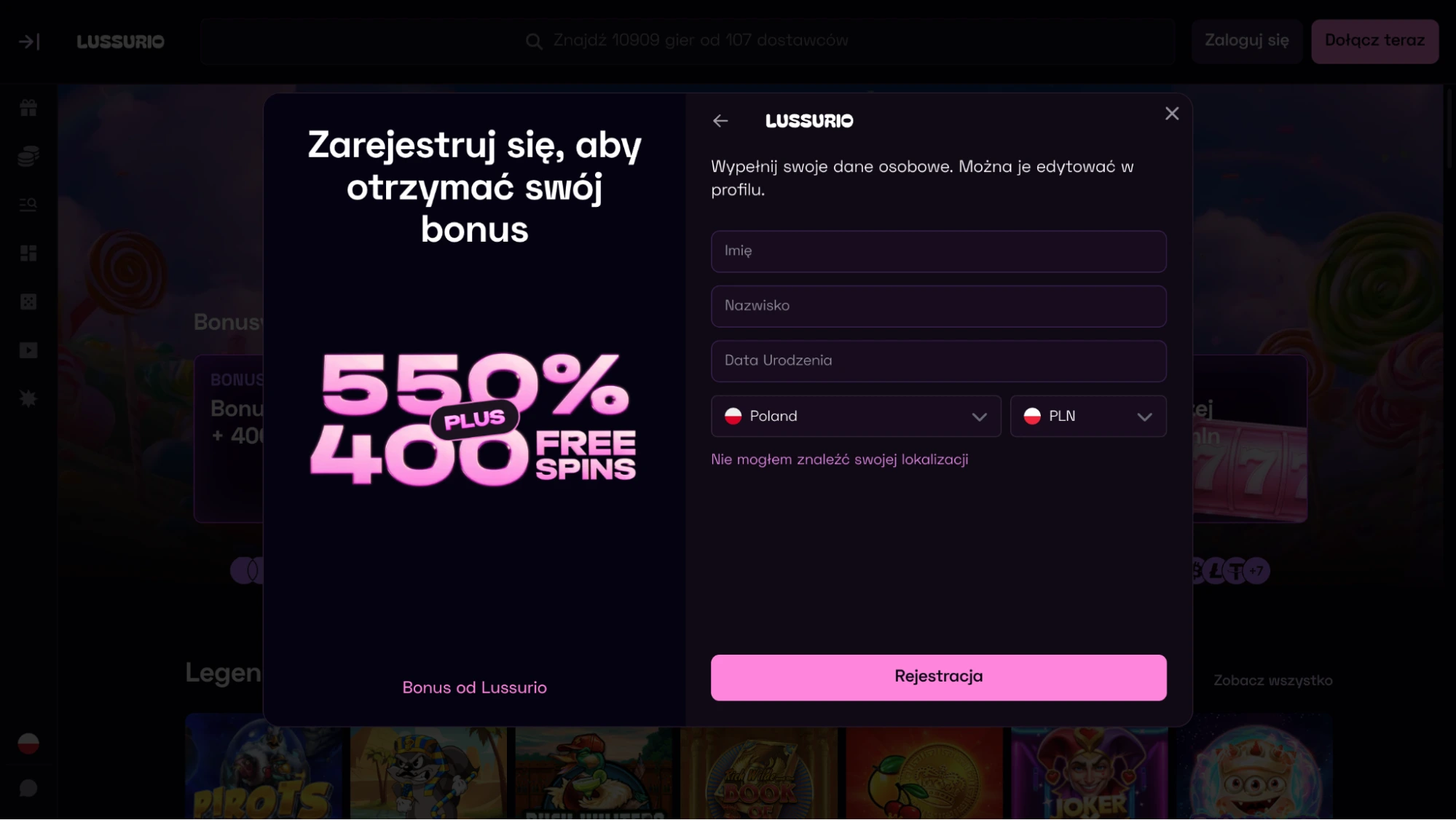 Lussurio rejestracja krok2