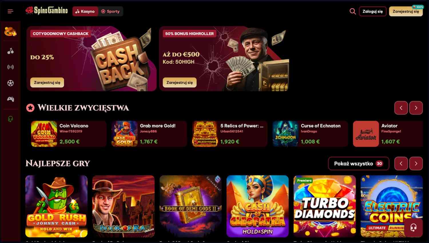 SpinoGambino „Zarejestruj się”