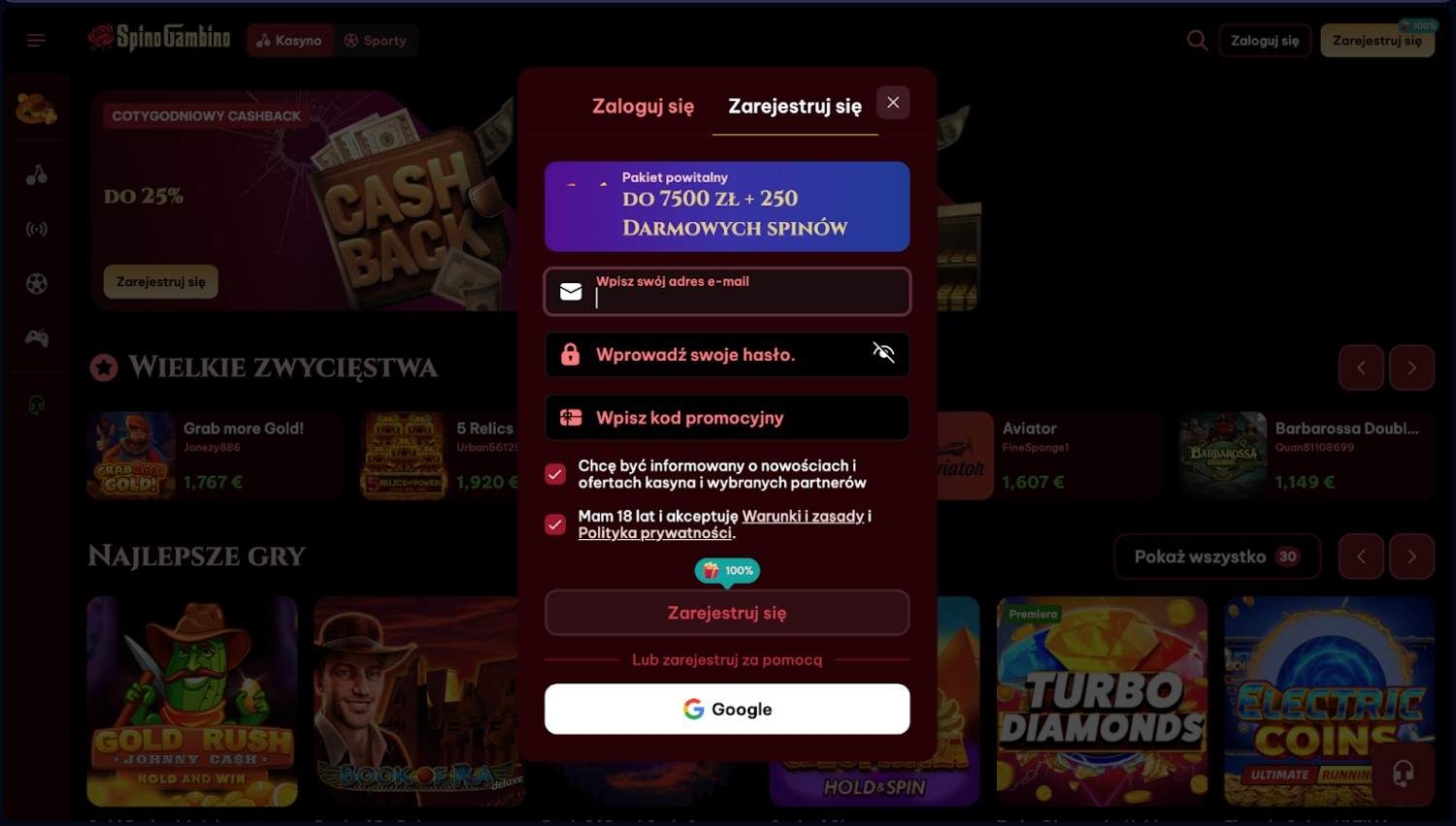 SpinoGambino promo code