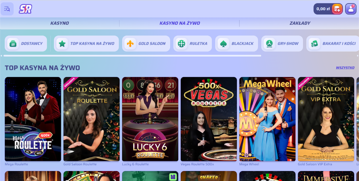 Spinrollz Casino gry na zywo