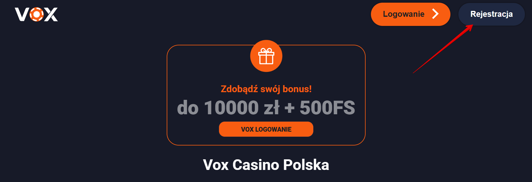 VOX Casino online bonus powitalny