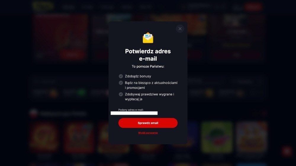 Yep casino potwierdź adres mailowy