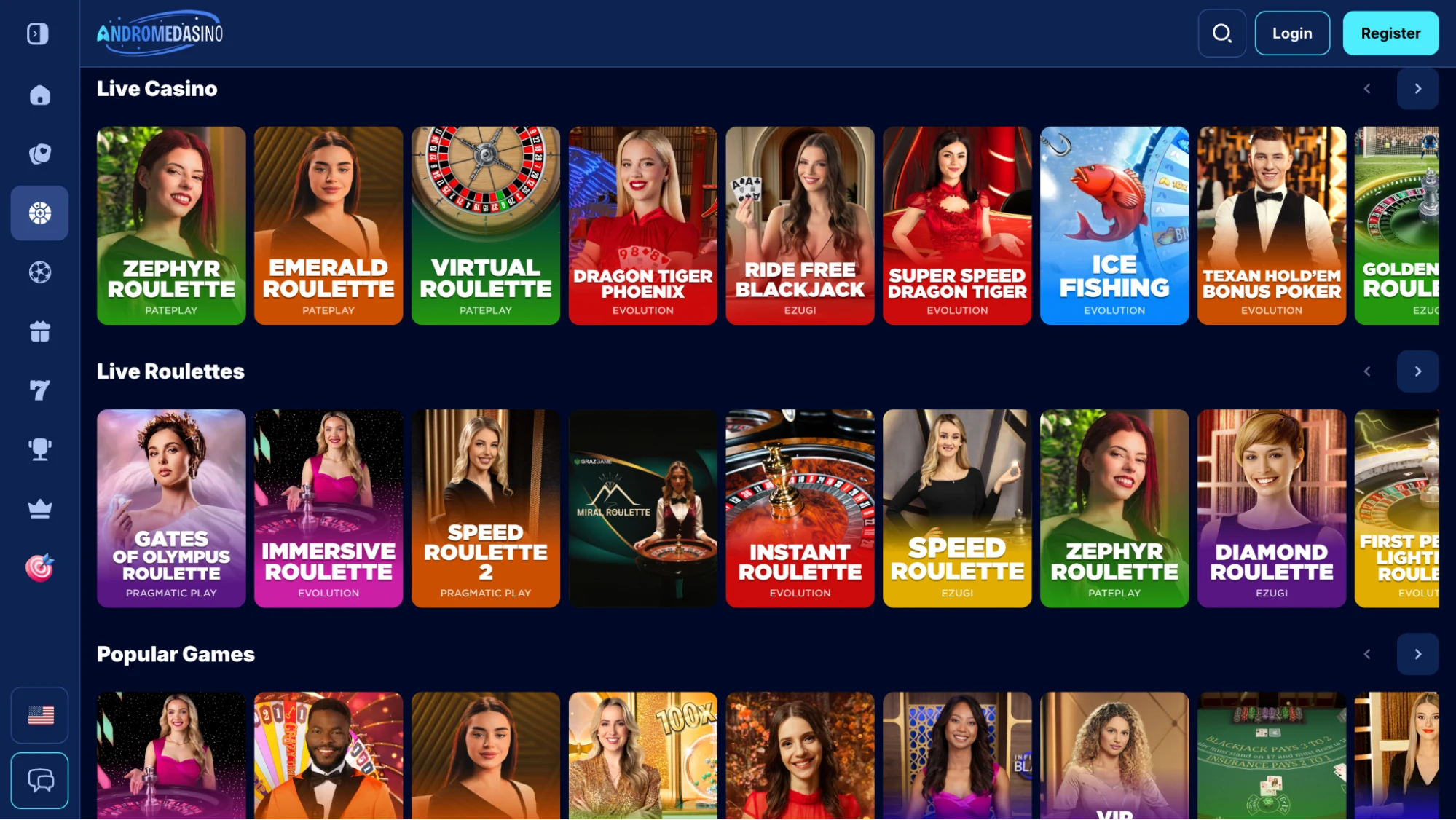 andromeda casino gry na zywo
