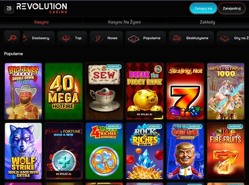 automaty w revolution casino