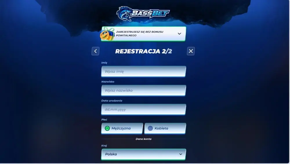 bassbet casino druga formularzu rejestracji