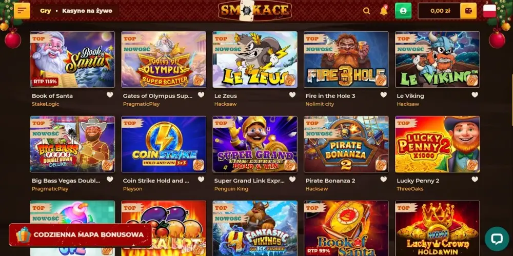 biblioteka gier smokace casino