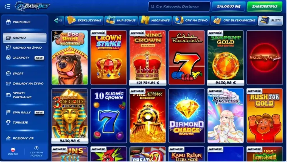 dostępne sloty w bassbet casino