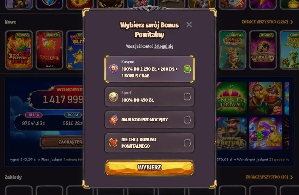 dragonia casino pakiet startowy