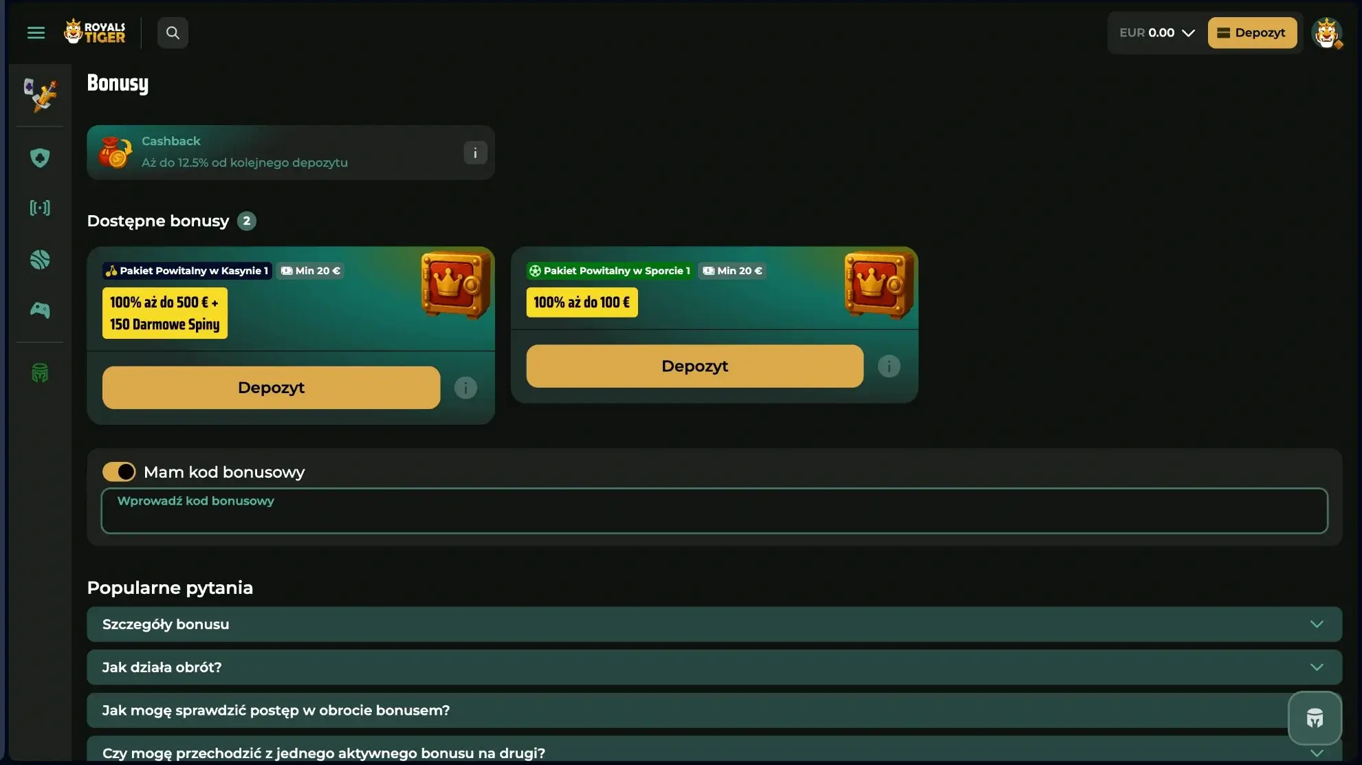 royalstiger casino kod promocyjny bez depozytu