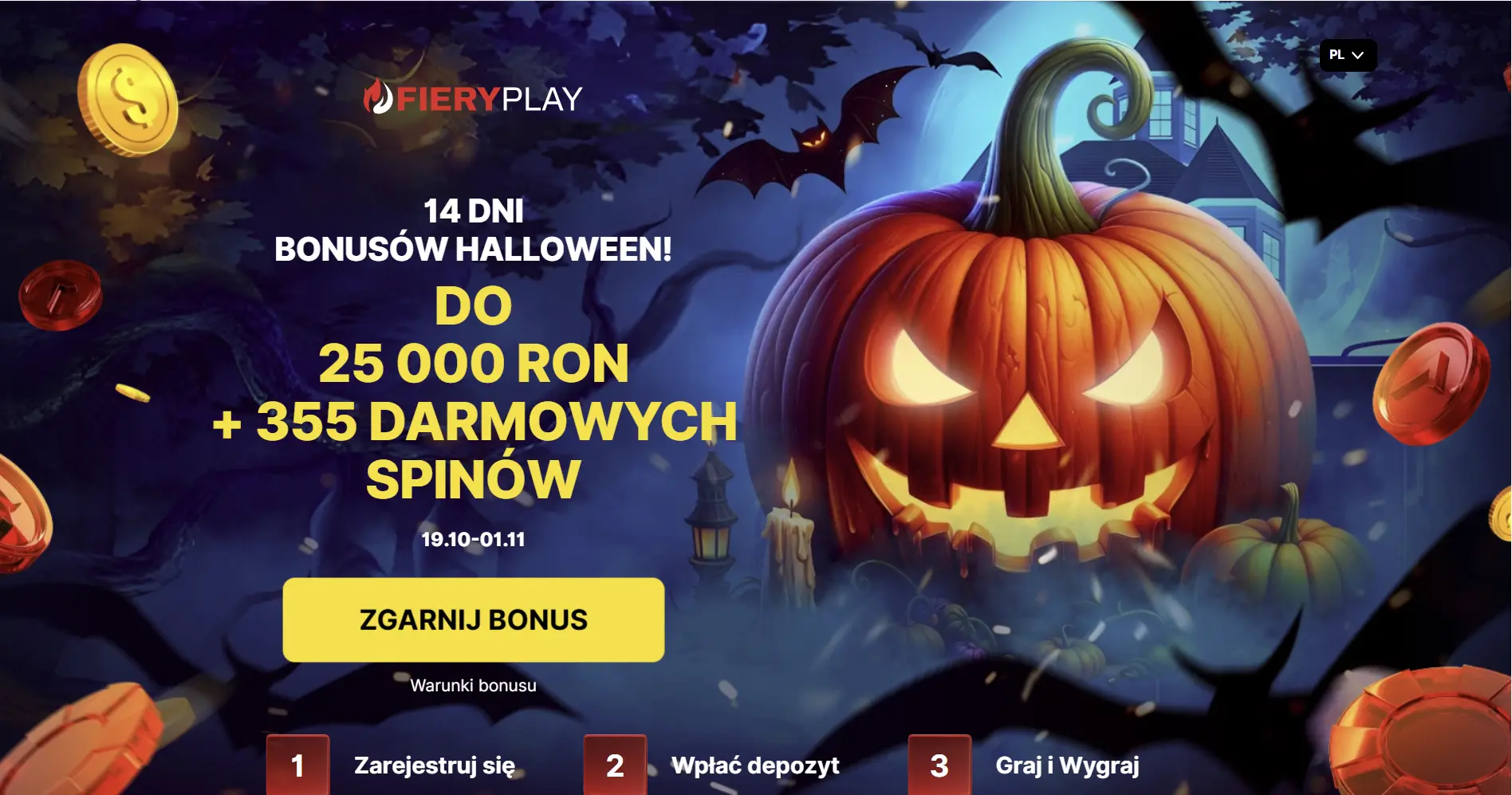 fiery play casino halloween bonus