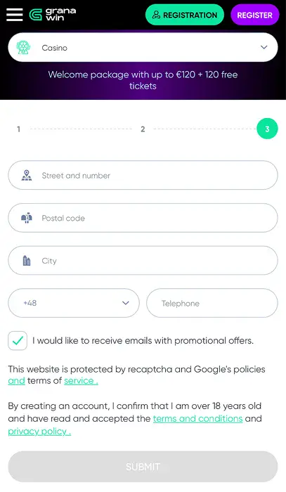 granawin ostatni etap rejestracji