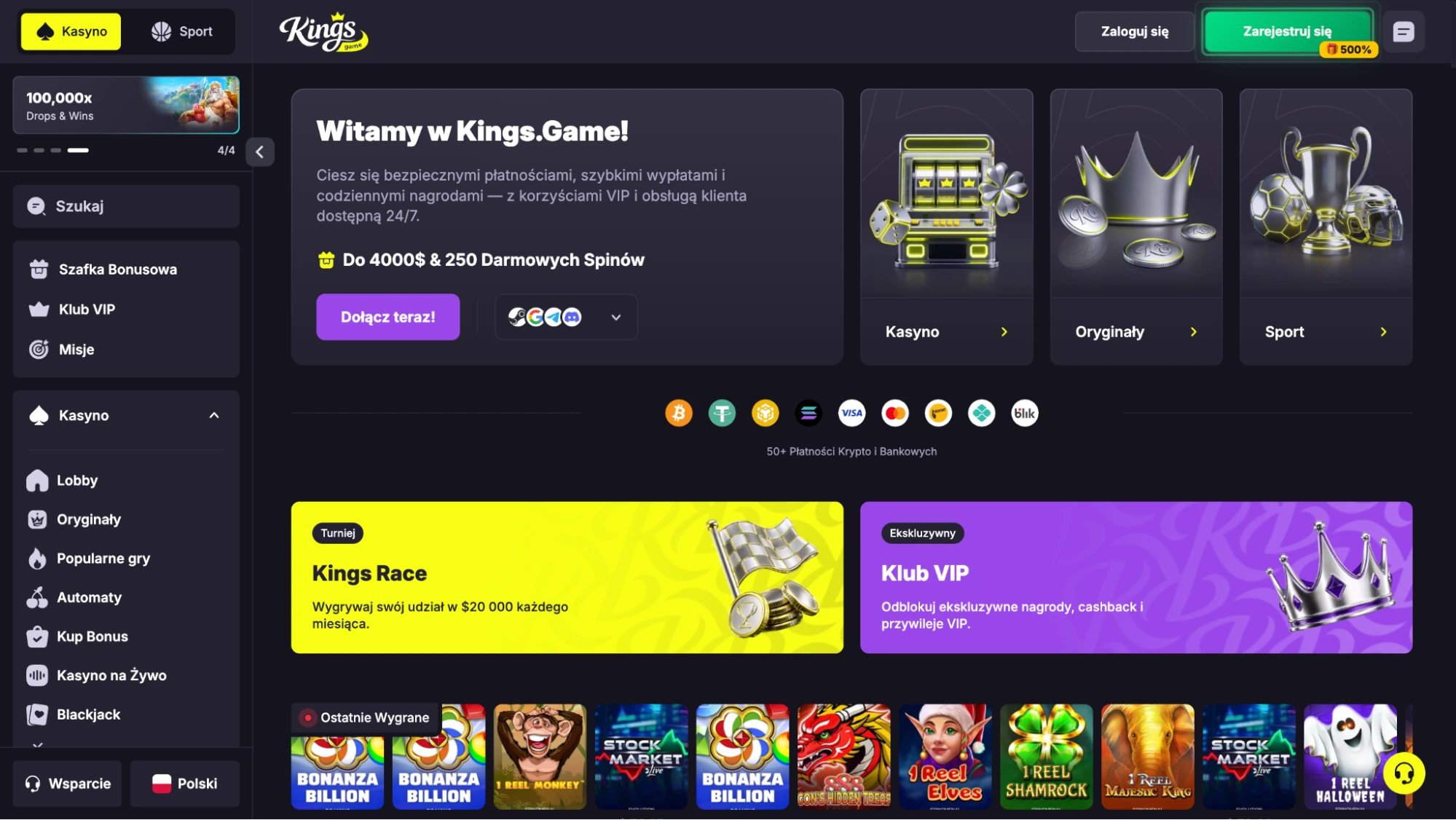 kings game casino rejestracja krok1