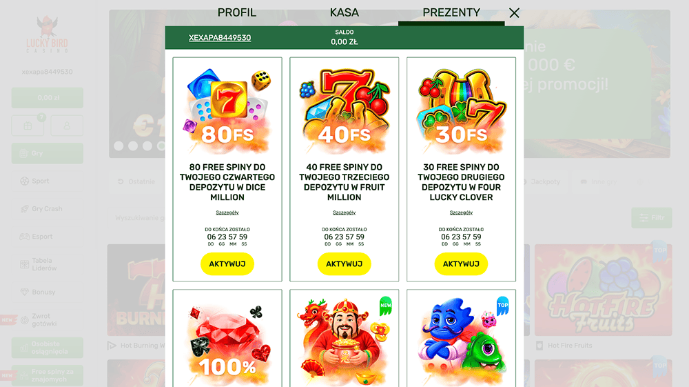 lucky bird casino profil gracza