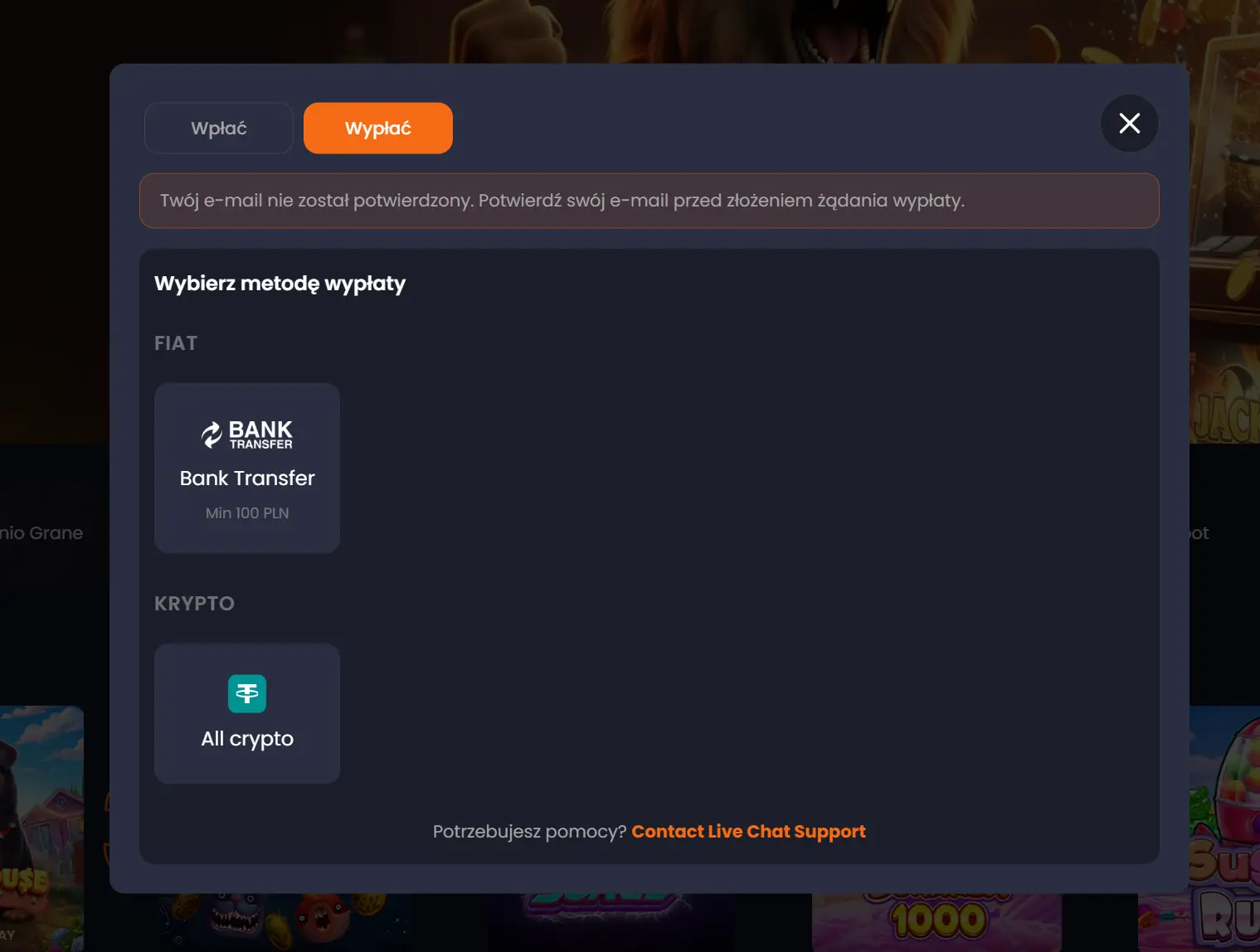 lucky lion casino wplaty