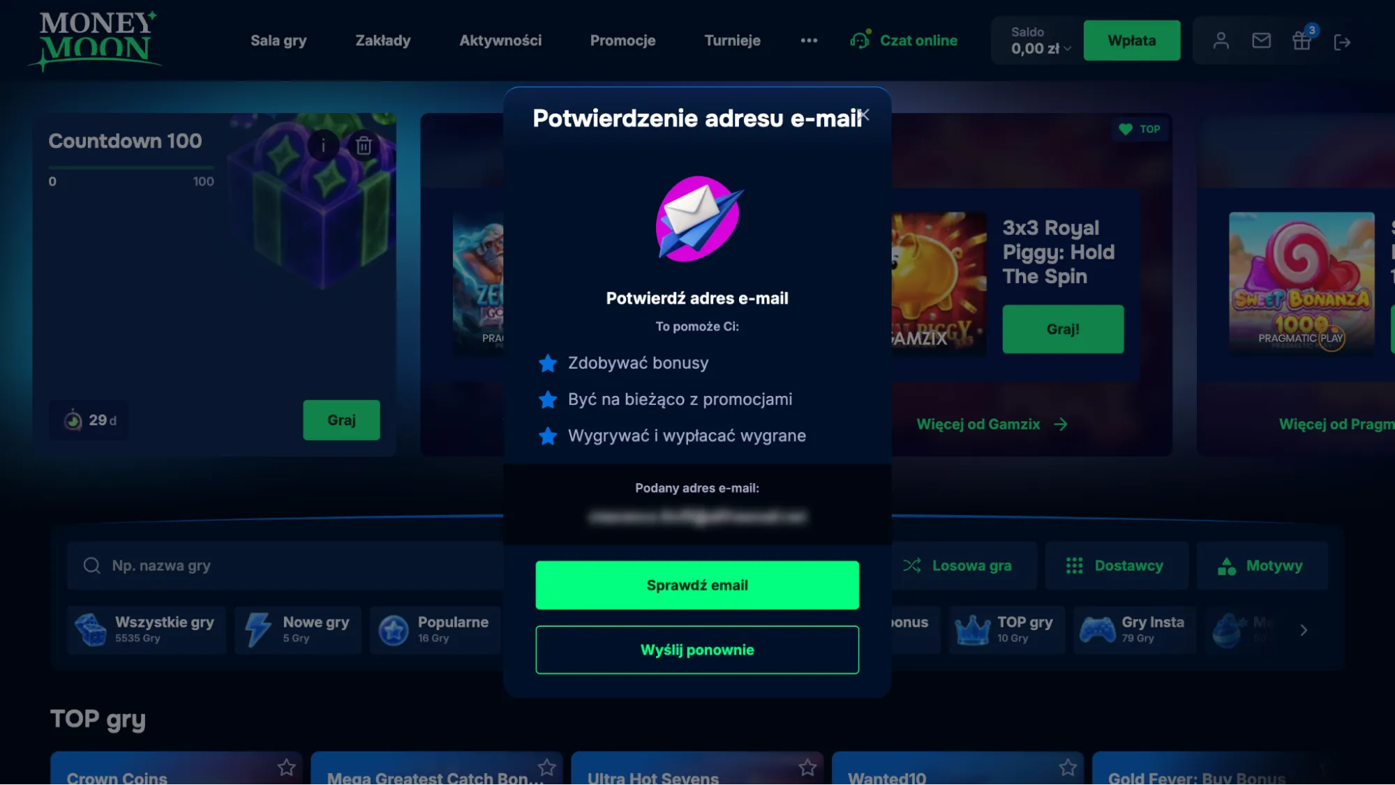 moneymoon potwierdzenie adresu e-mail
