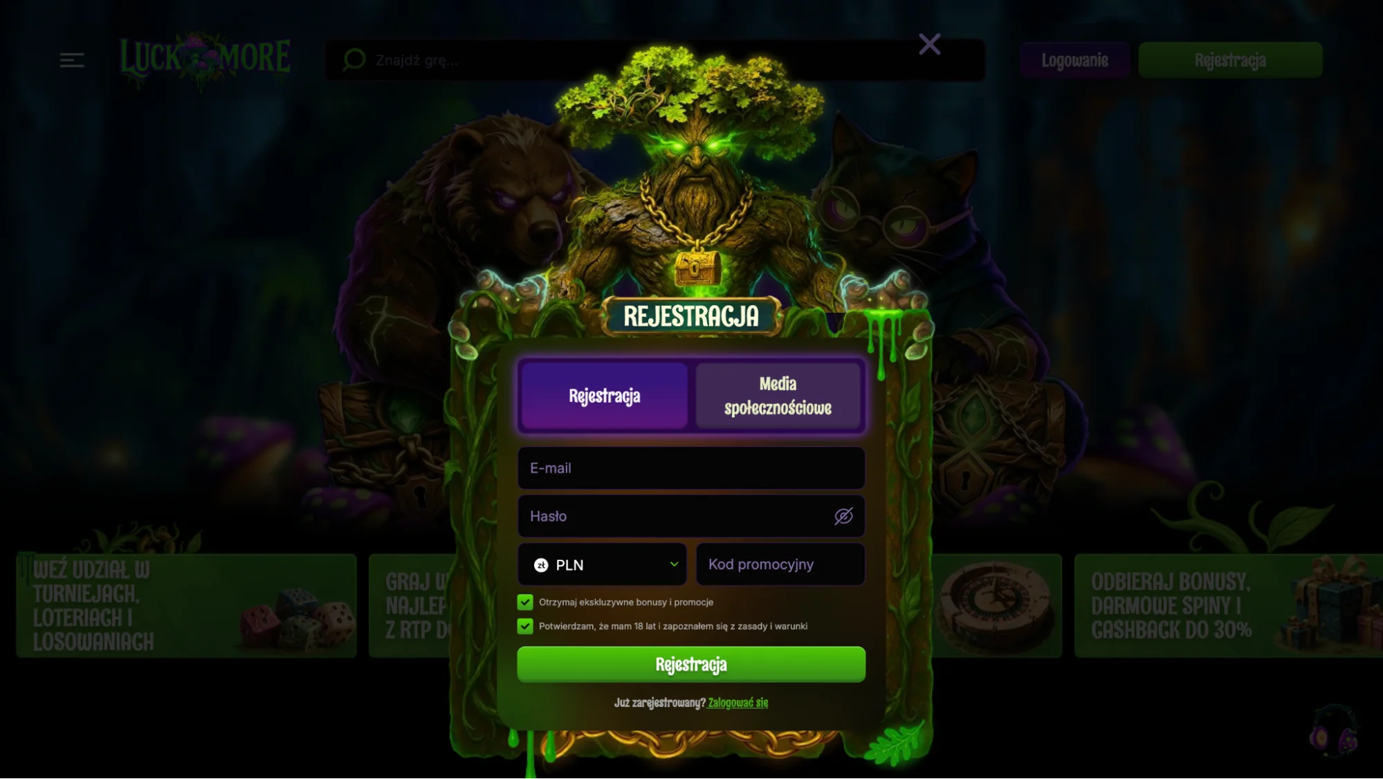 rejestracja luckmore casino bonus code