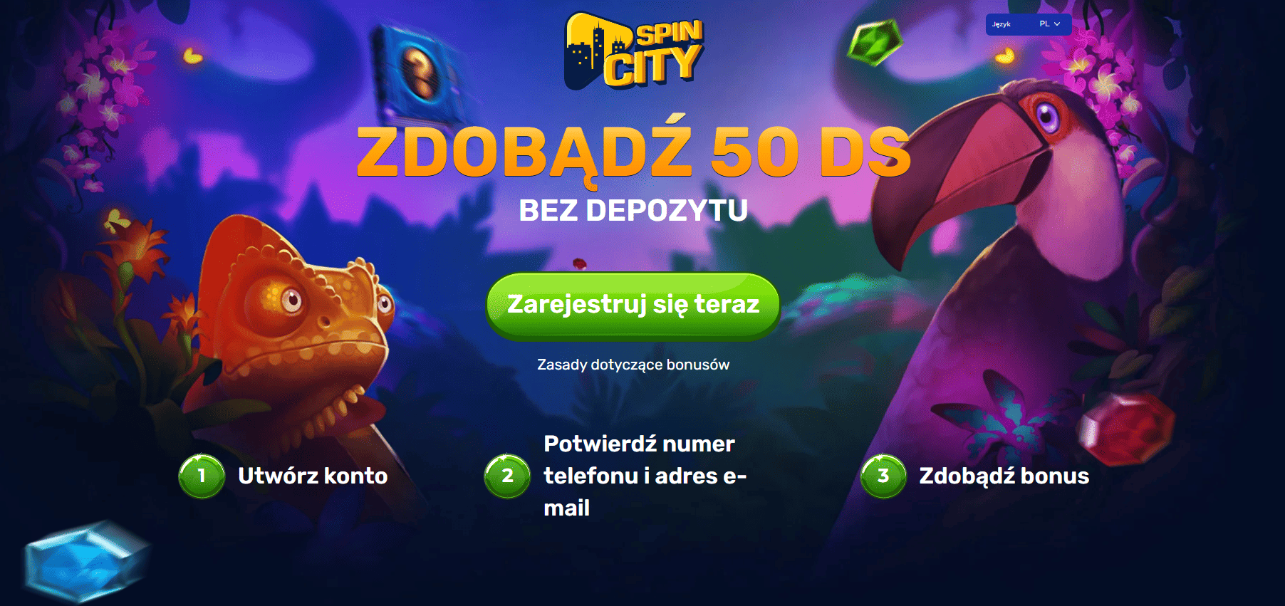 spin city bezdepozytowe 50 ds