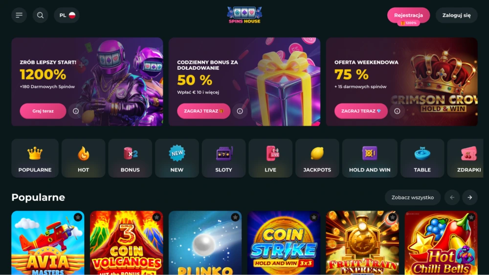 spins house casino strona glowna