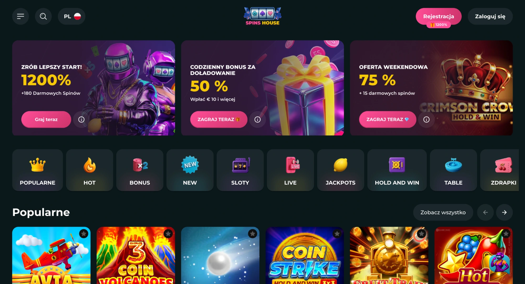 spins house casino strona glowna