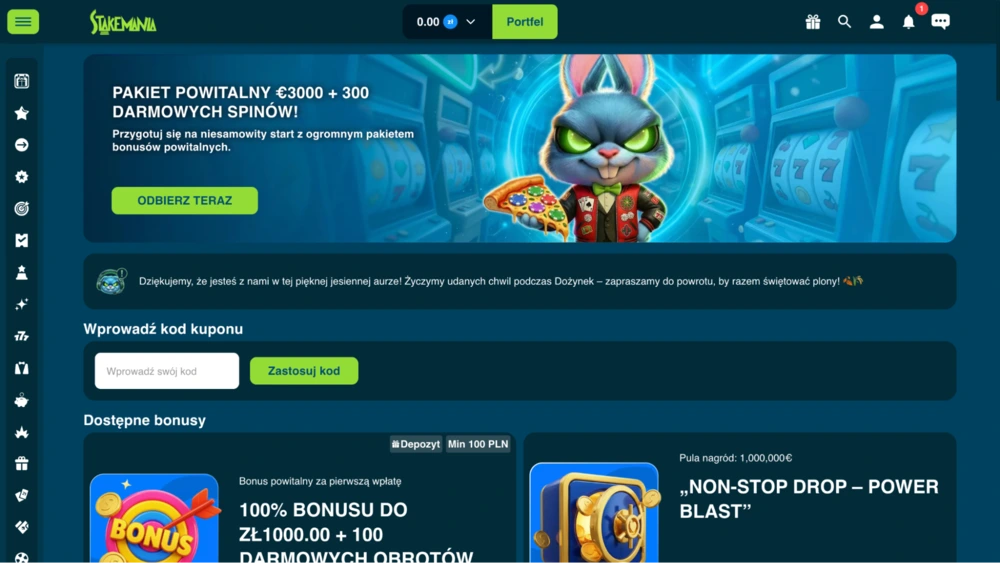 stakemania casino kod promocyjny bez depozytu spiny150