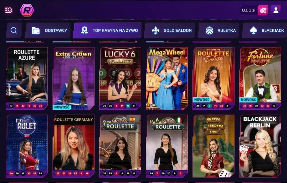 stoły live dostępne w roby casino