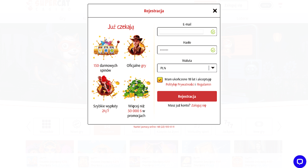 supercat casino rejestracja